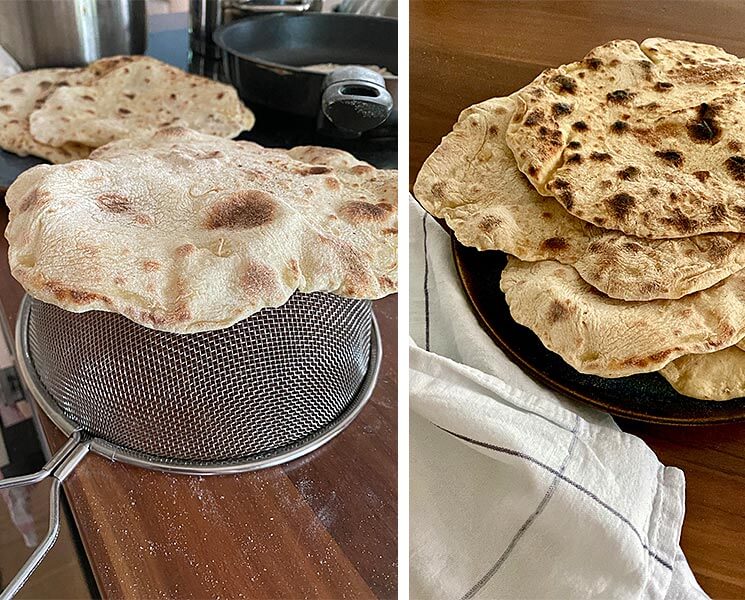Bake naan bread without yeast - basic recipe for Indian flatbread in the pan