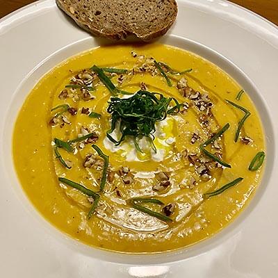 Sweet Potato Soup with Butternut Squash and Chili